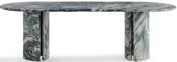 Milan Modern Oval Marble Dining Table with Curved Block Legs
