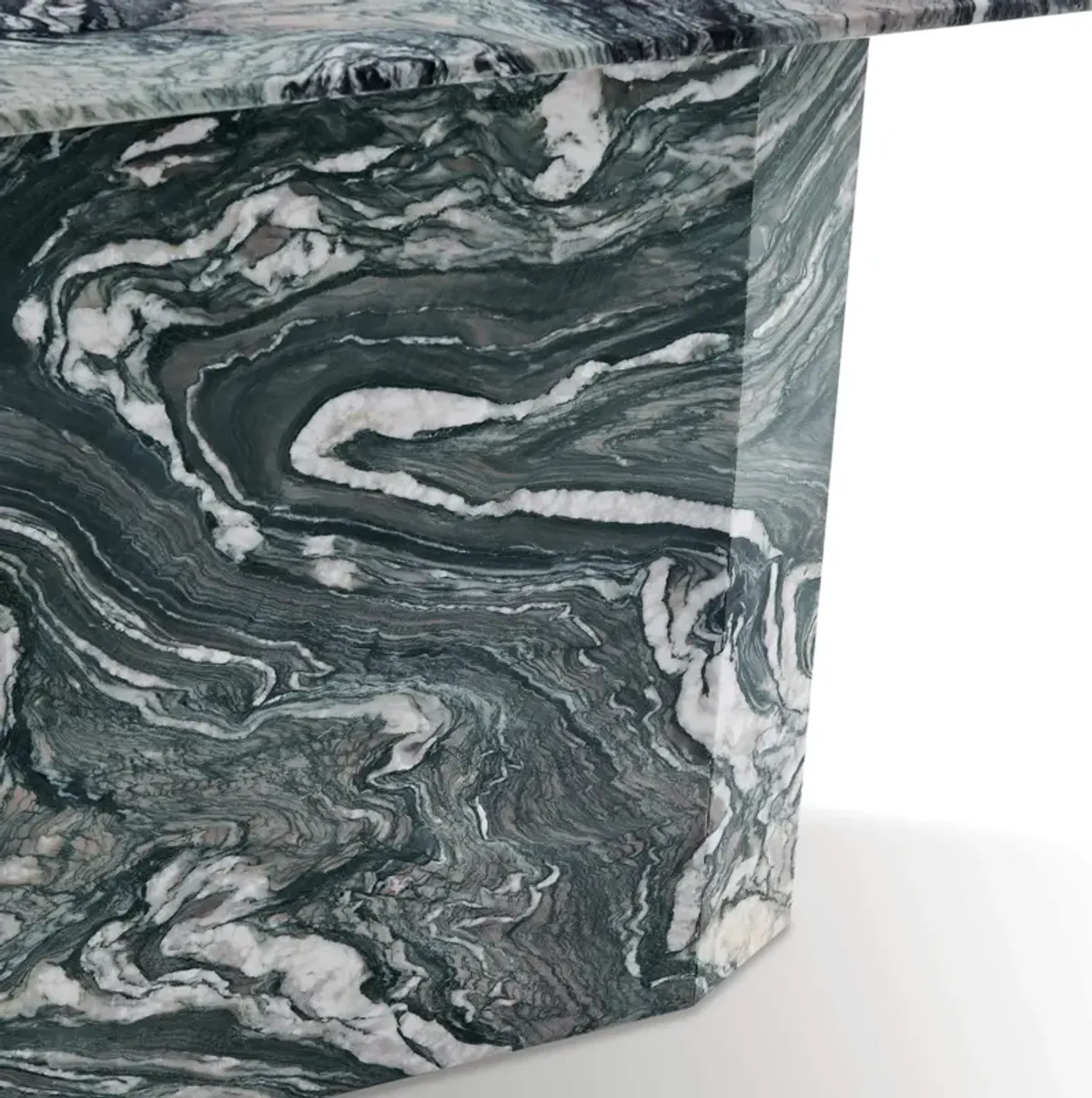 Cosmos Sculptural Rectangular Marble Dining Table with Block Pedestal Base