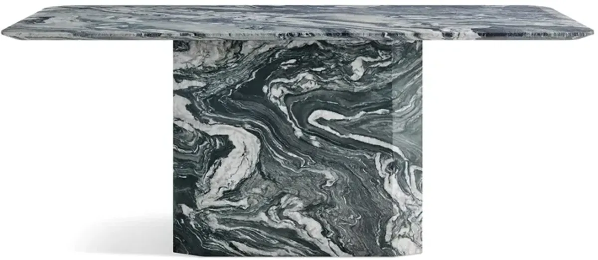 Cosmos Sculptural Rectangular Marble Dining Table with Block Pedestal Base