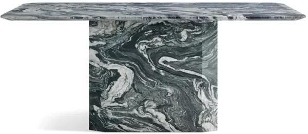 Cosmos Sculptural Rectangular Marble Dining Table with Block Pedestal Base