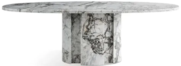 Milan Modern Oval Marble Dining Table with Oval Pedestal Base