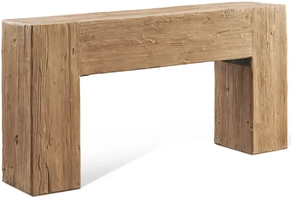 EM Wabi-Sabi Rustic Natural Reclaimed Wood Console Table