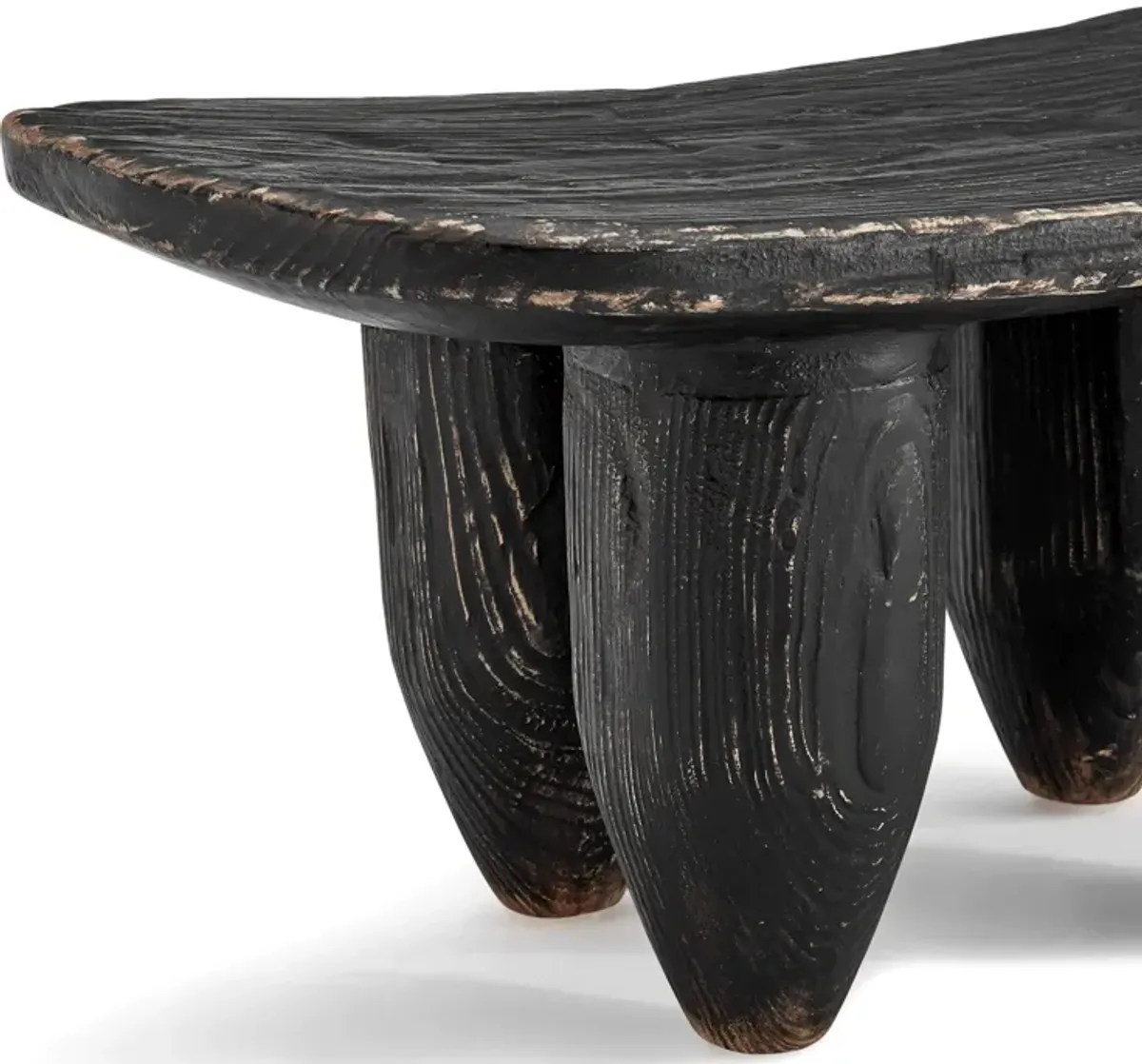 EM Wabi-Sabi Organic Rustic Black Reclaimed Wood Small Side Table