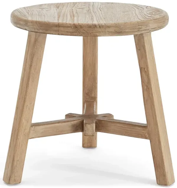 EM Wabi-Sabi Rustic Round Three-Legged Reclaimed Wood Side Table