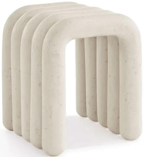 Alma Modern Square Channel Waterfall Curved Stone Side Table Stool