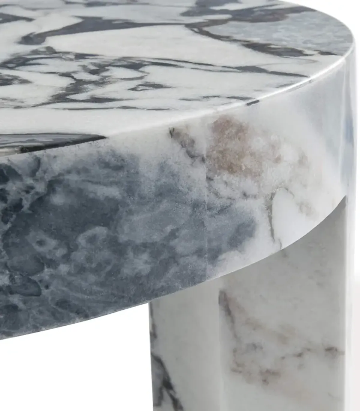 Milan Modern Round Marble Side Table with Curved Block Legs