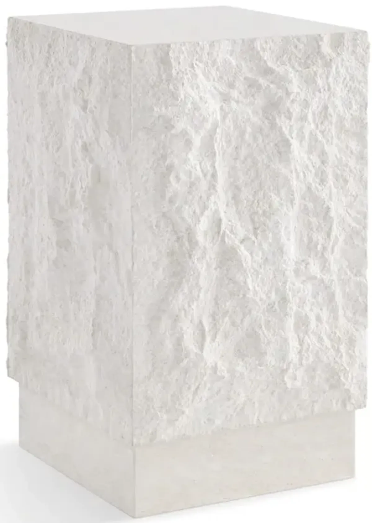 Onda Textured Stone Plinth Cube Side Table & Plinth Block Tall End Table - Moon Light Limestone