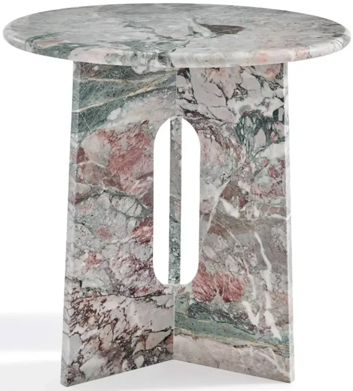 Romi Modern Round Marble Side Table with Crossed Legs