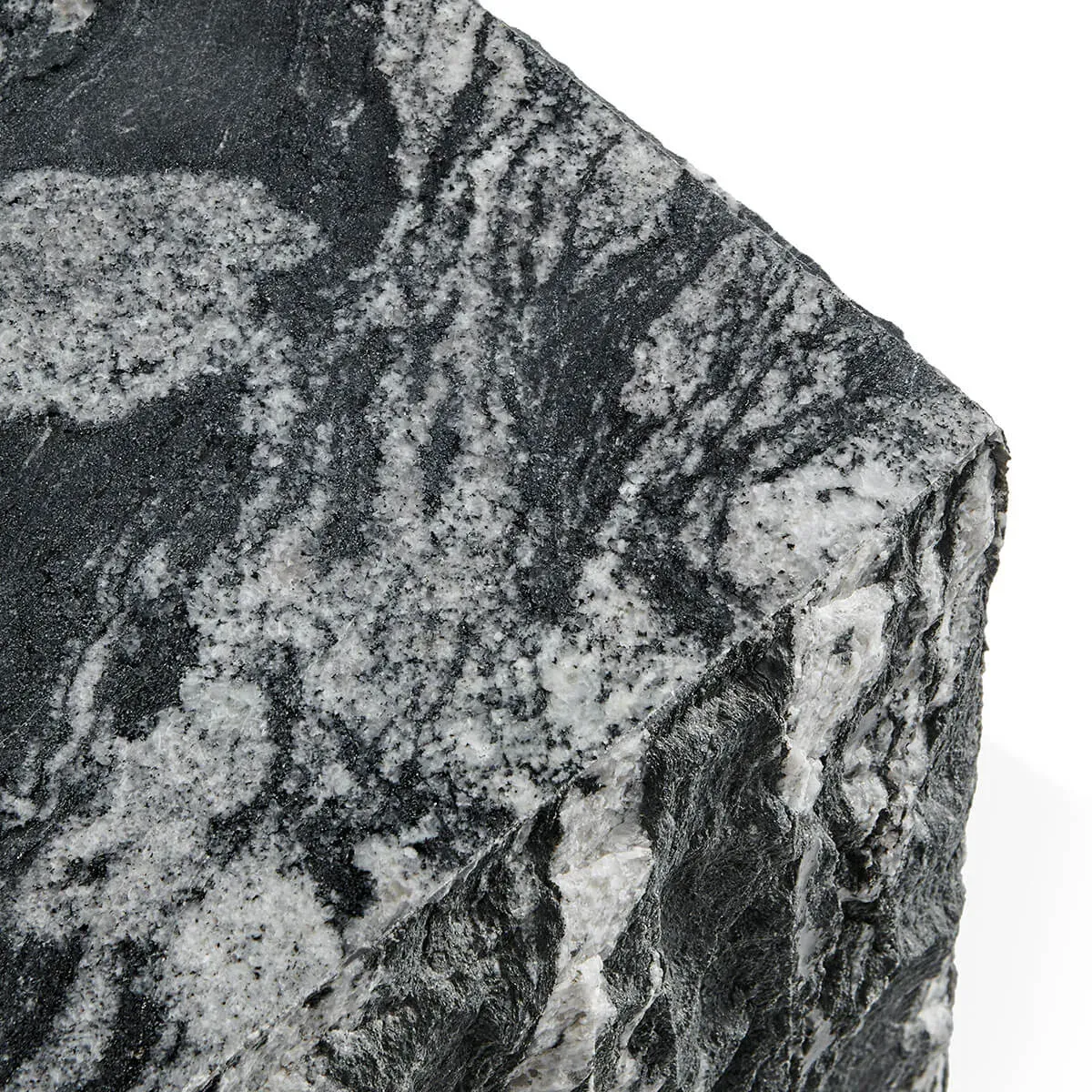 Onda Textured Stone Plinth Cube Side Table & Plinth Block Tall End Table - Cosmic Black Granite