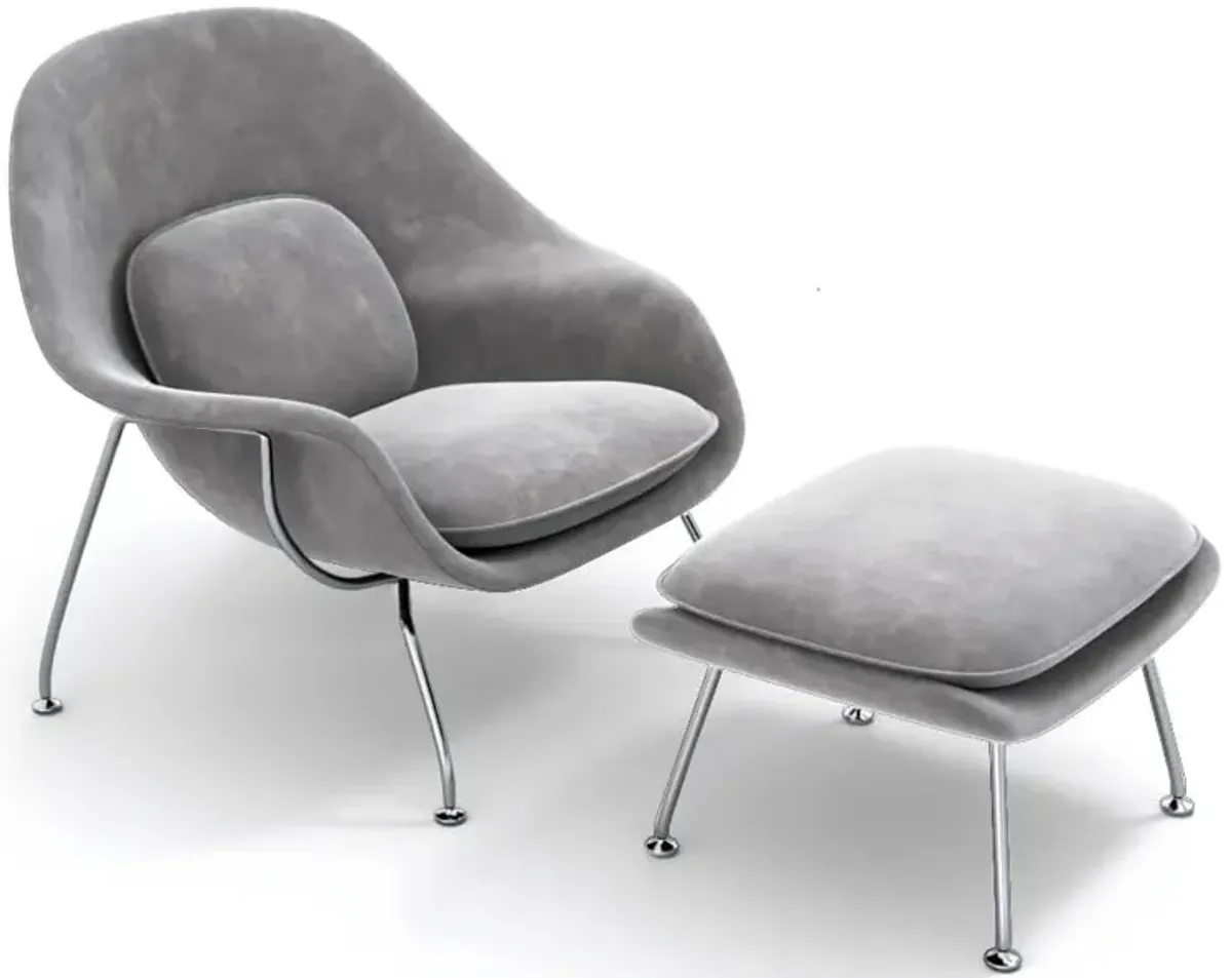 Womb Chair & Ottoman - Chrome Legs