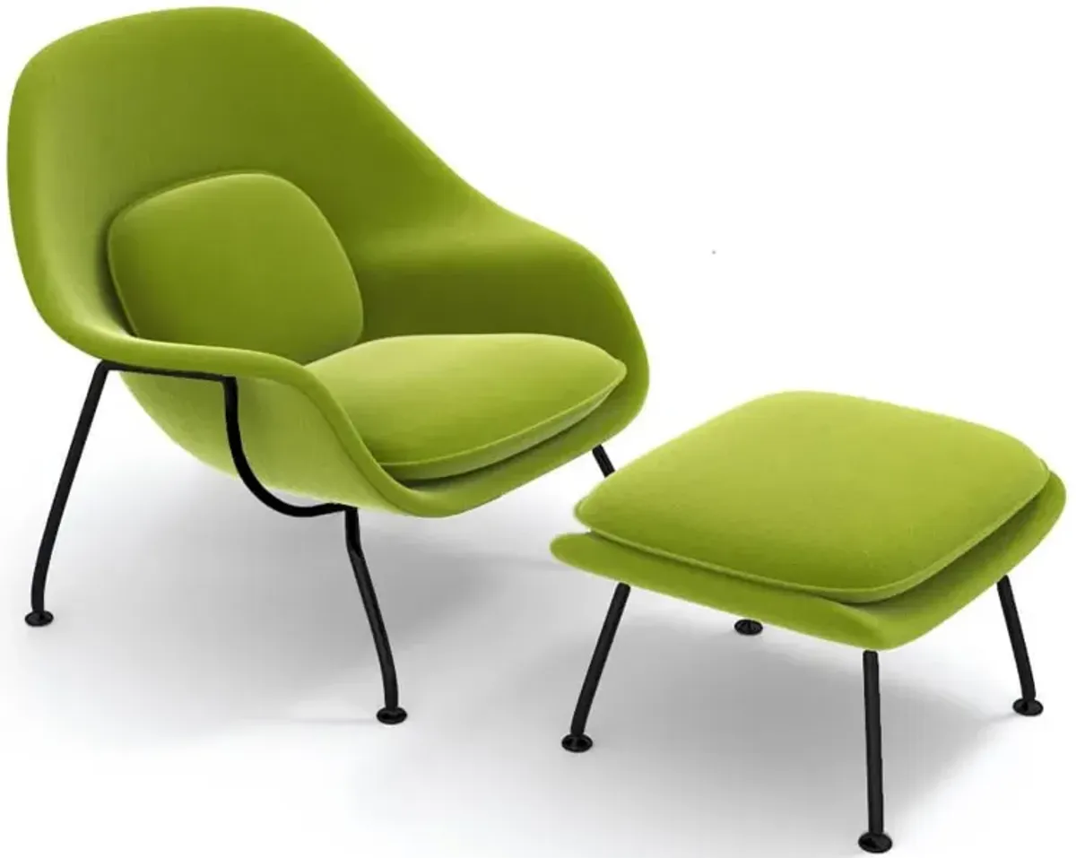 Womb Chair & Ottoman - Black Powder-Coated Steel Legs