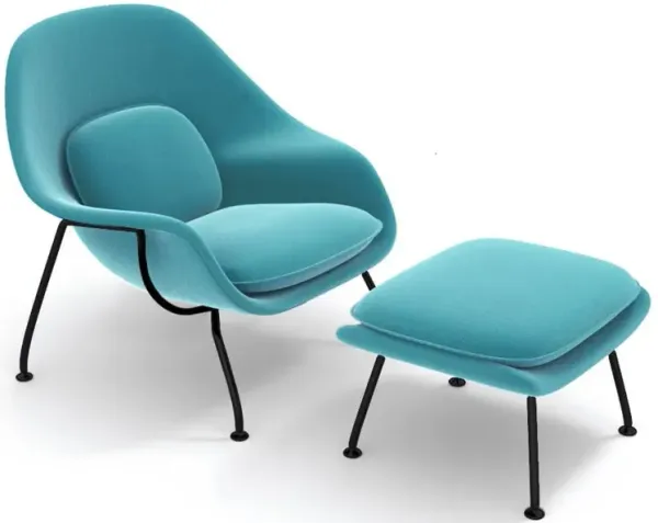 Womb Chair & Ottoman - Black Powder-Coated Steel Legs