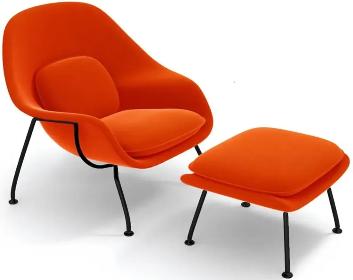 Womb Chair & Ottoman - Black Powder-Coated Steel Legs