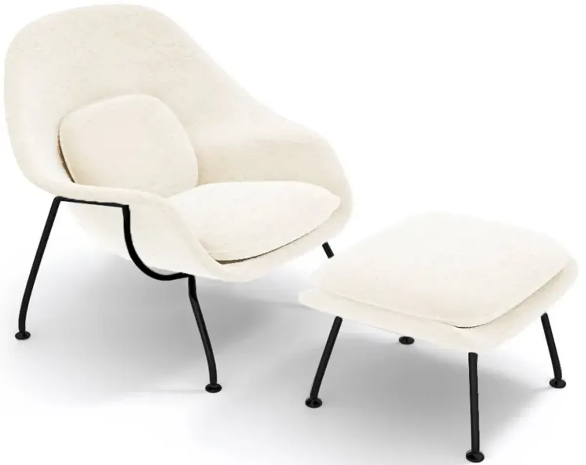 Womb Chair & Ottoman - Black Powder-Coated Steel Legs