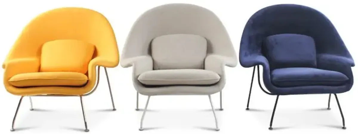 Womb Chair & Ottoman - Black Powder-Coated Steel Legs