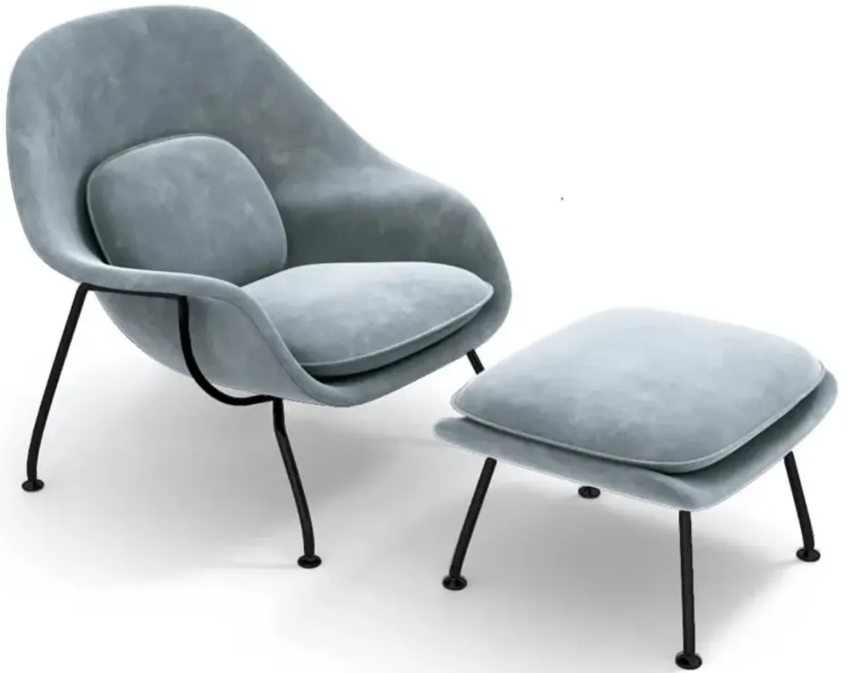 Womb Chair & Ottoman - Black Powder-Coated Steel Legs