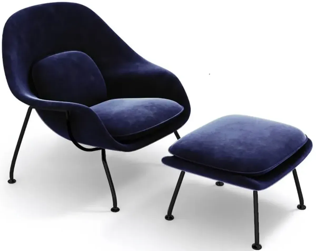 Womb Chair & Ottoman - Black Powder-Coated Steel Legs