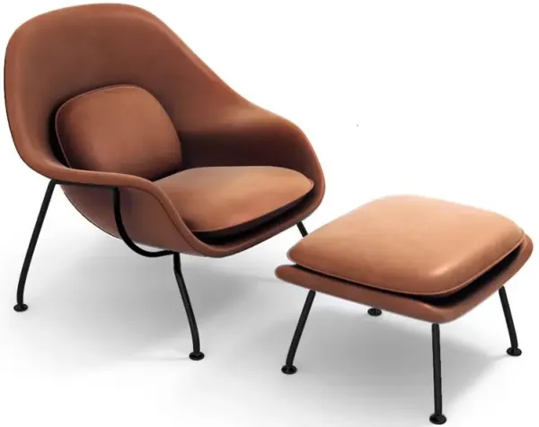 Womb Chair & Ottoman - Black Powder-Coated Steel Legs