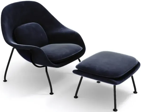 Womb Chair & Ottoman - Black Powder-Coated Steel Legs