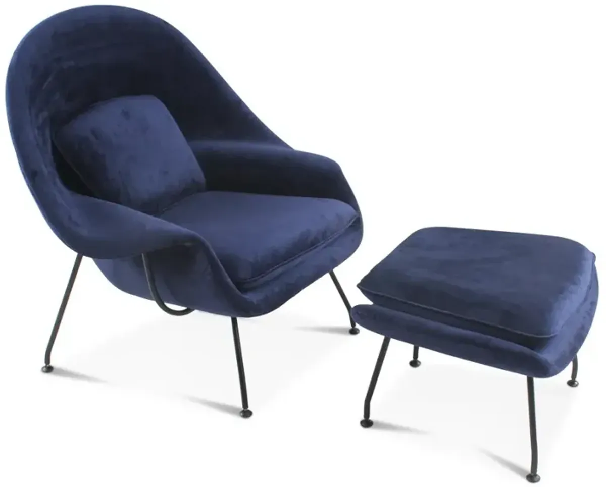Womb Chair & Ottoman - Black Powder-Coated Steel Legs