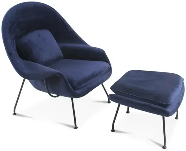 Womb Chair & Ottoman - Black Powder-Coated Steel Legs