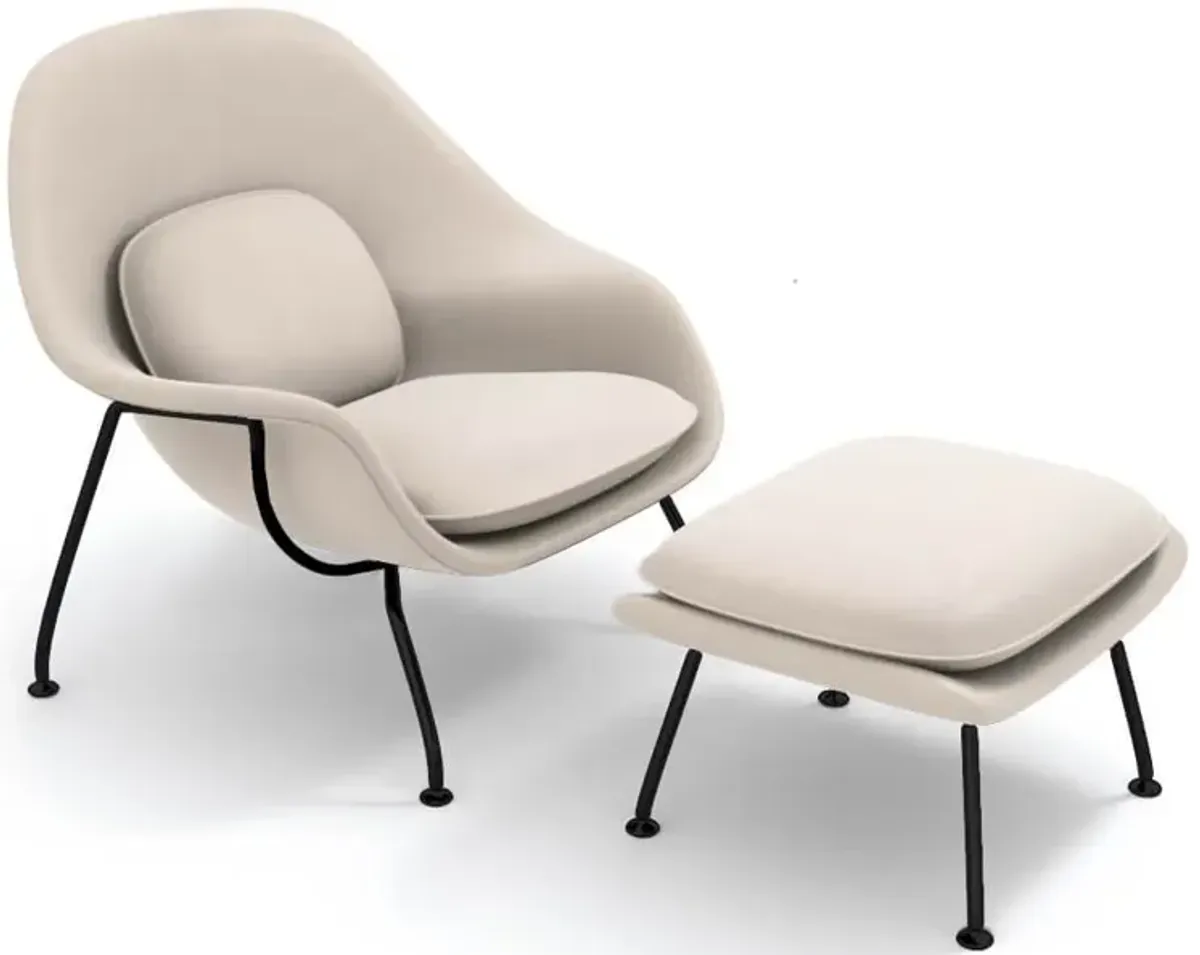 Womb Chair & Ottoman - Black Powder-Coated Steel Legs