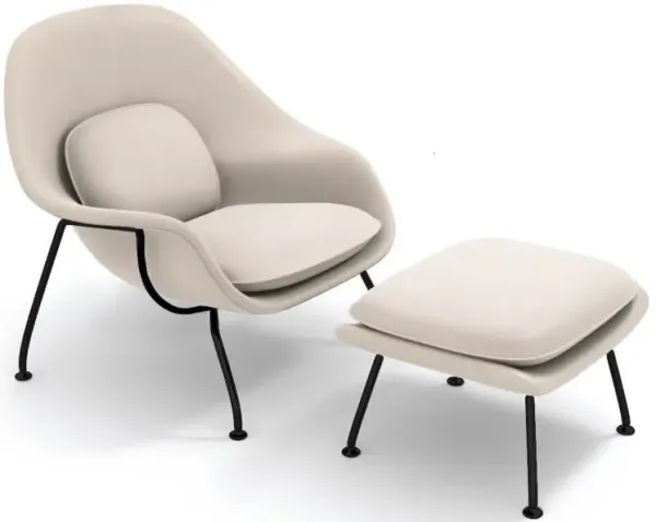 Womb Chair & Ottoman - Black Powder-Coated Steel Legs