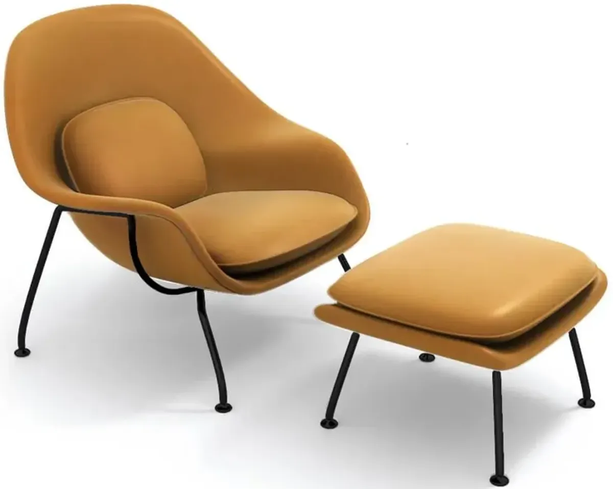 Womb Chair & Ottoman - Black Powder-Coated Steel Legs