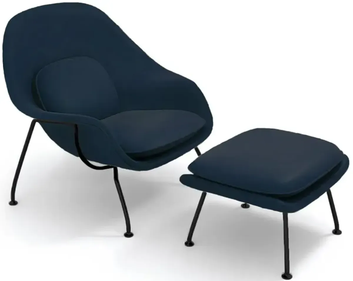 Womb Chair & Ottoman - Black Powder-Coated Steel Legs