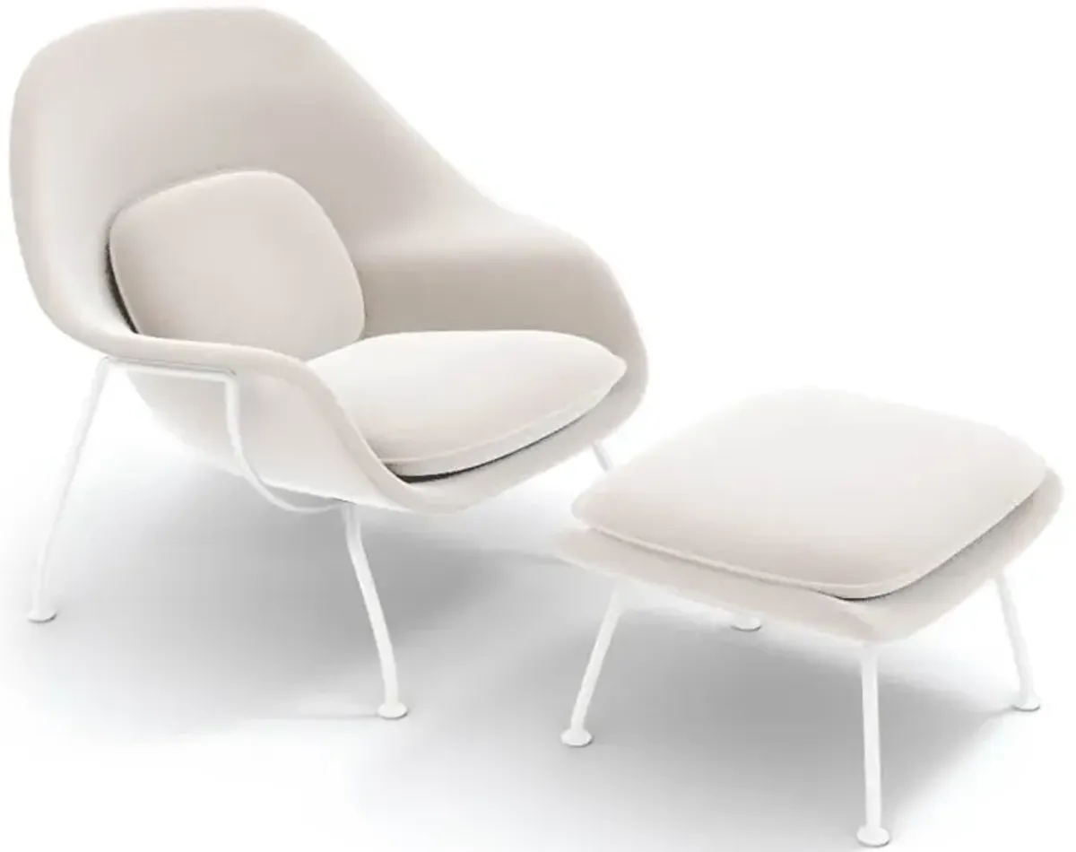 Womb Chair & Ottoman - White Powder-Coated Steel Legs