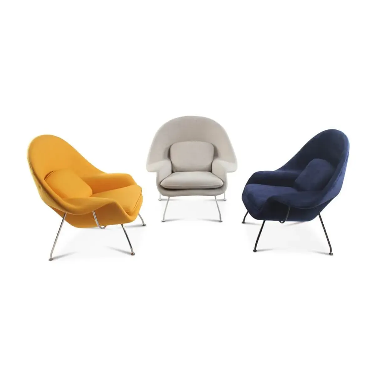 Womb Chair & Ottoman - White Powder-Coated Steel Legs