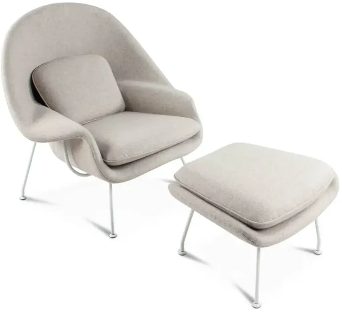 Womb Chair & Ottoman - White Powder-Coated Steel Legs