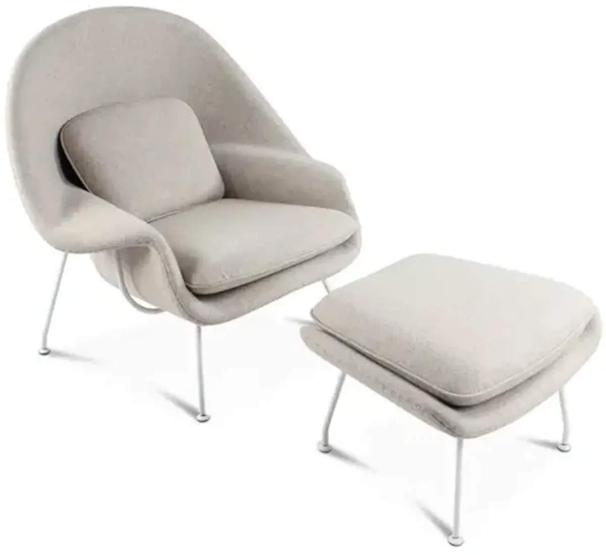 Womb Chair & Ottoman - White Powder-Coated Steel Legs