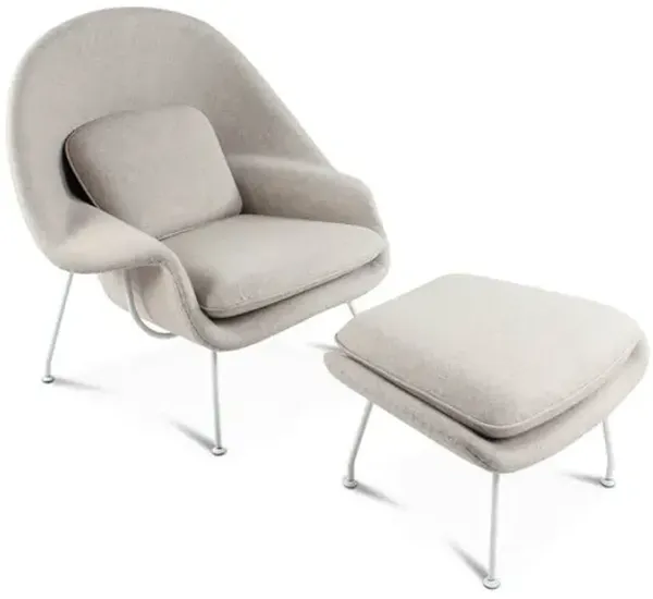 Womb Chair & Ottoman - White Powder-Coated Steel Legs