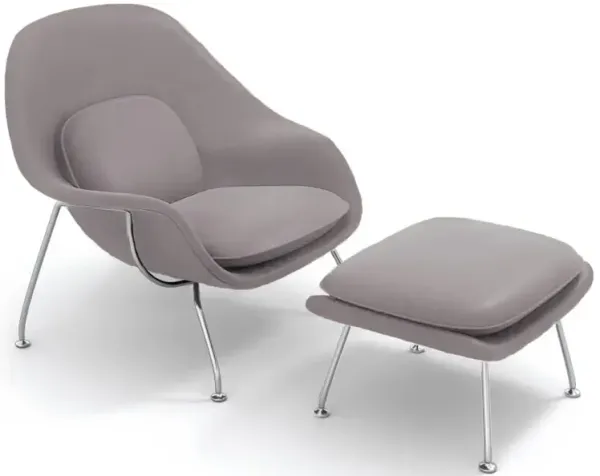 Womb Chair & Ottoman - White Powder-Coated Steel Legs