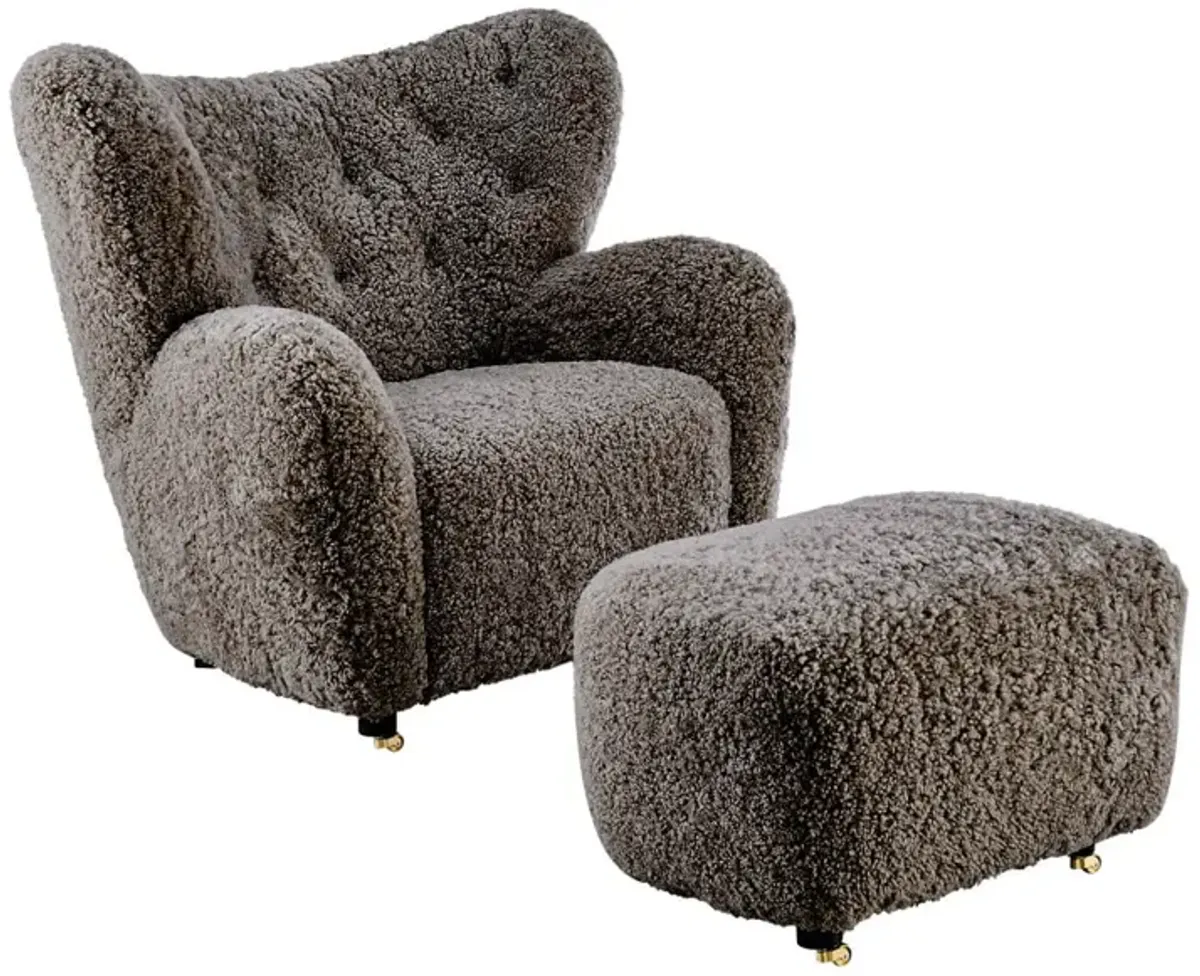 Flemming Lassen The Tired Man Lounge Chair & Footstool in Genuine Sheepskin