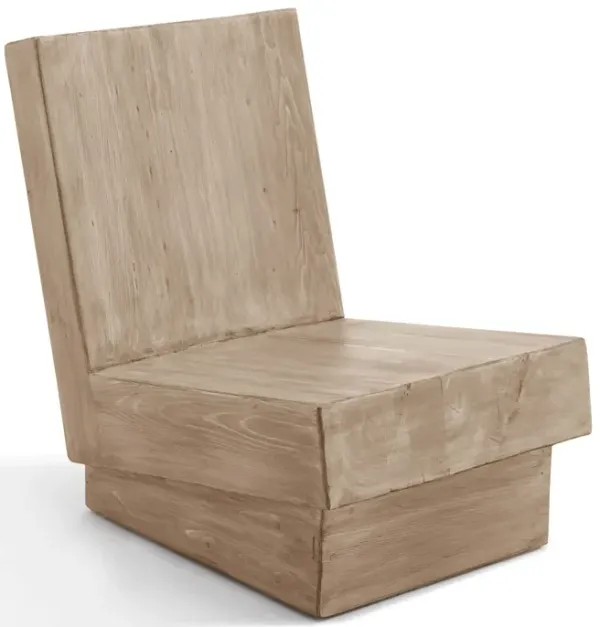EM Wabi-Sabi Rustic Block Reclaimed Pine Wood Lounge Chair