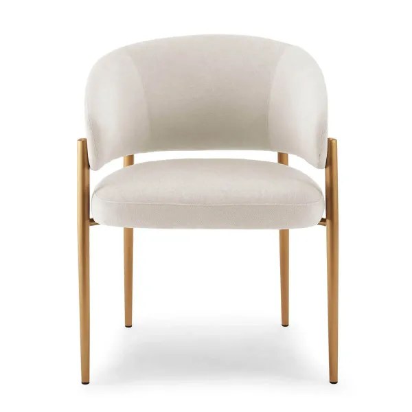 Nico Modern Curved Upholstered Armchair with Metal Legs