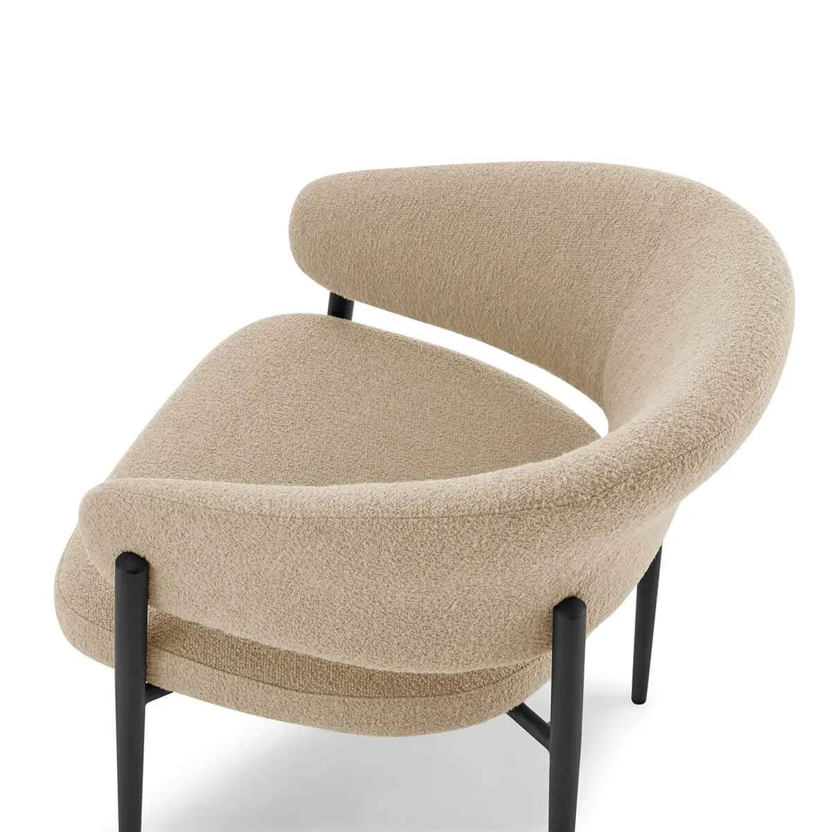 Nico Modern Curved Upholstered Armchair with Metal Legs