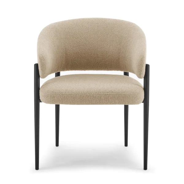 Nico Modern Curved Upholstered Armchair with Metal Legs