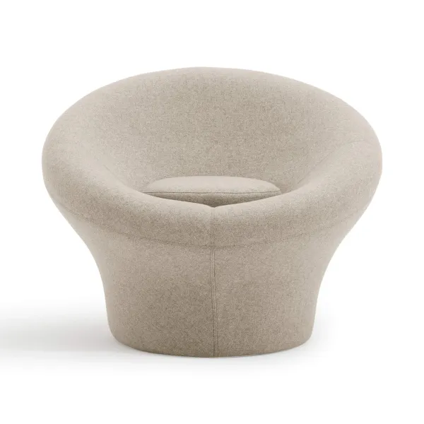 Mushroom Mid Century Modern Upholstered Fiberglass Armchair