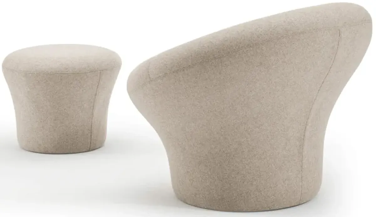 Mushroom Mid Century Modern Upholstered Fiberglass Armchair