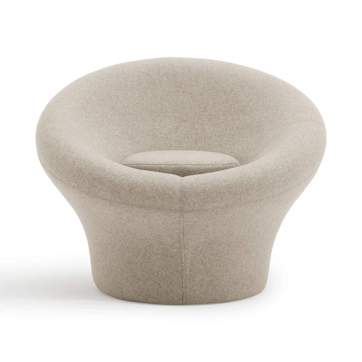 Mushroom Mid Century Modern Upholstered Fiberglass Armchair