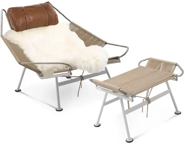 Flag Halyard Chair & Ottoman - Natural Cord Color