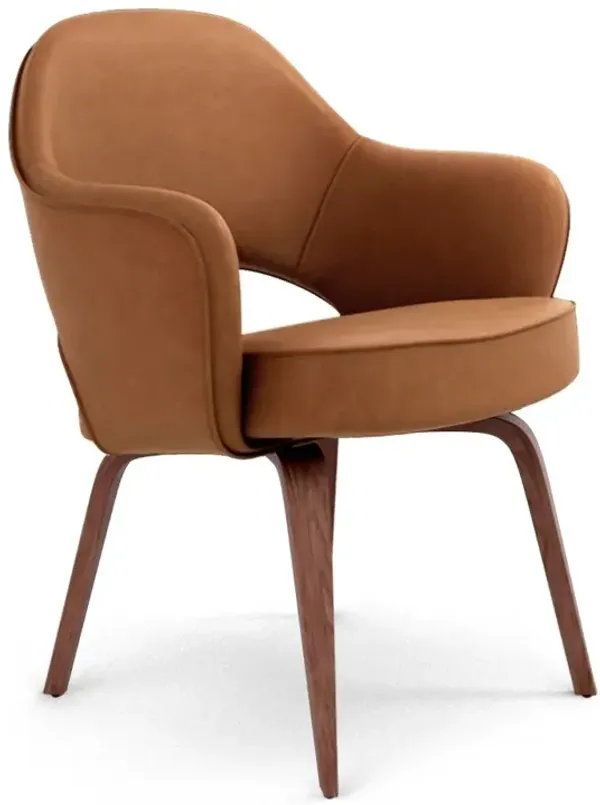 Saarinen Executive Leather Armchair - Wood Legs