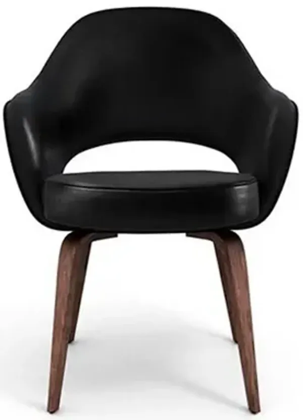 Saarinen Executive Leather Armchair - Wood Legs