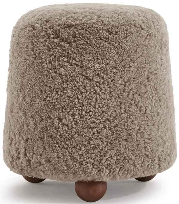 Otto Modern Cylinder Sheepskin Upholstered Stool with Ball Feet