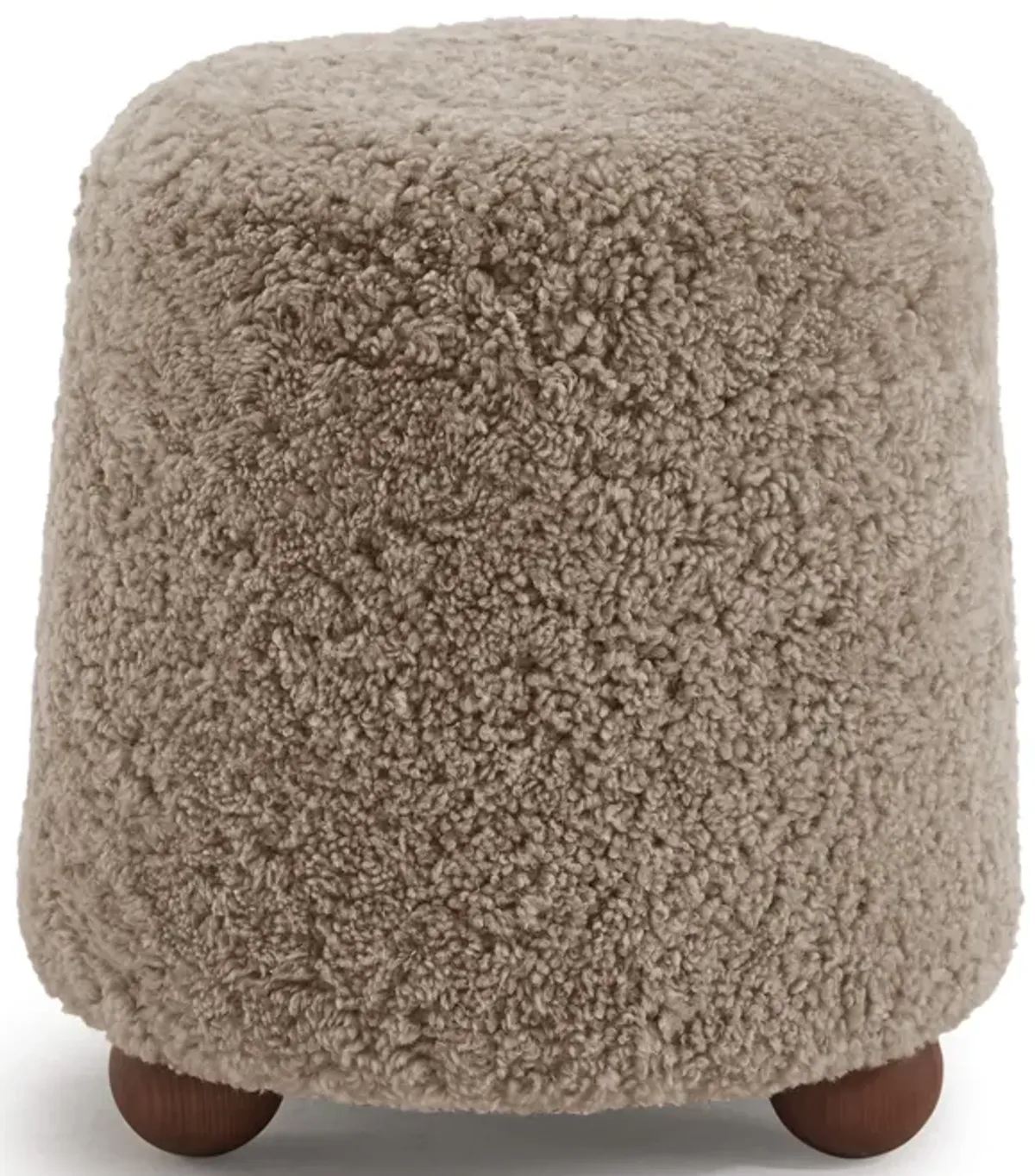 Otto Modern Cylinder Sheepskin Upholstered Stool with Ball Feet