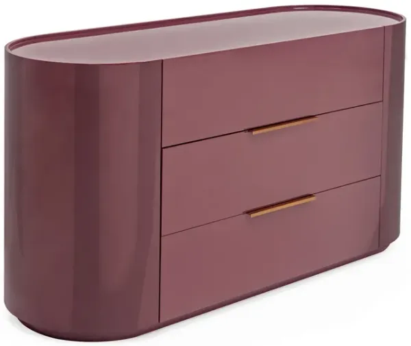 Juniper Modern Italian Large Round Edge High Gloss 3-Drawer Dresser