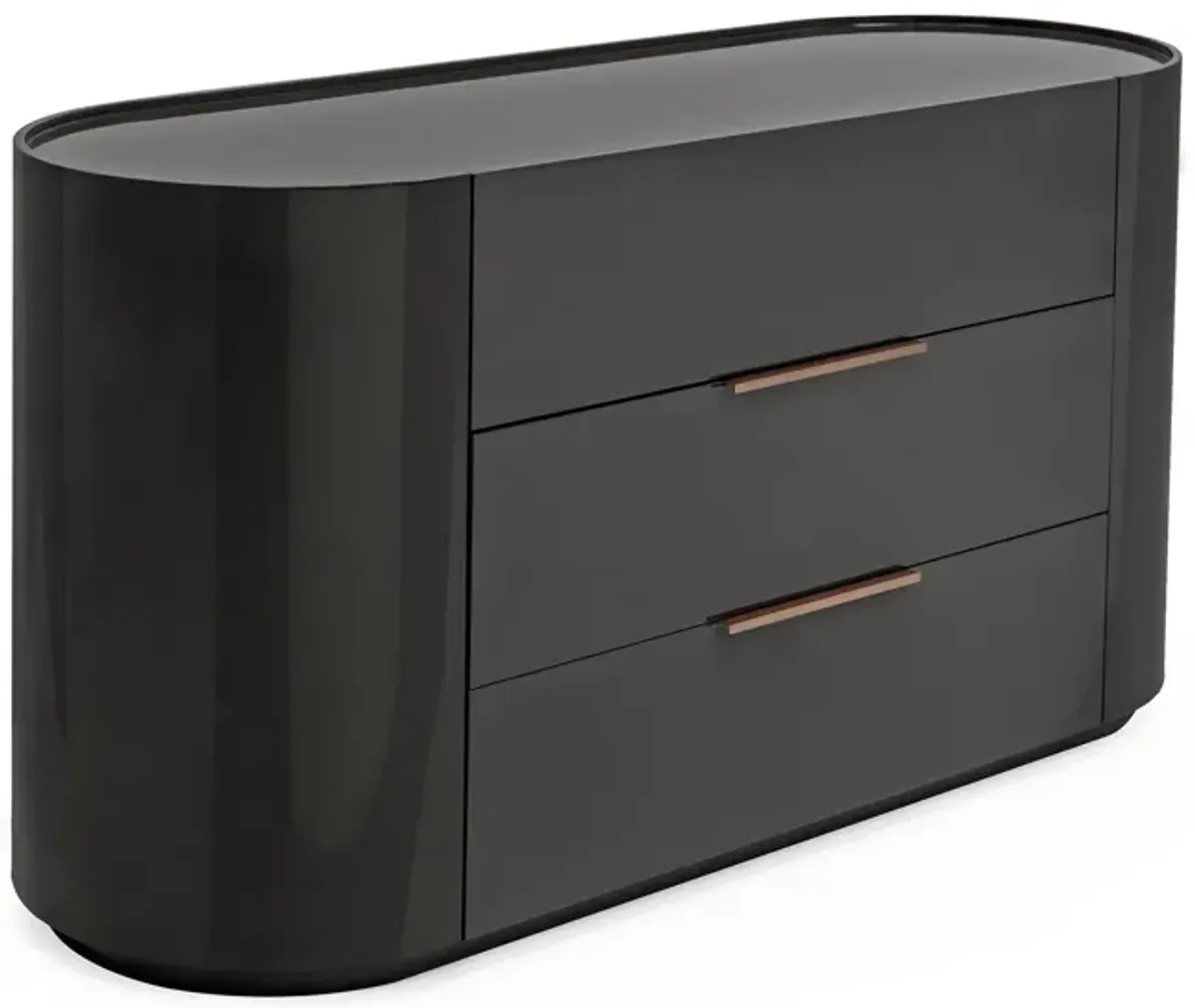 Juniper Modern Italian Large Round Edge High Gloss 3-Drawer Dresser